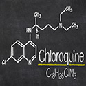 Chloroquine written on chalkboard with chemical makeup illustrated below